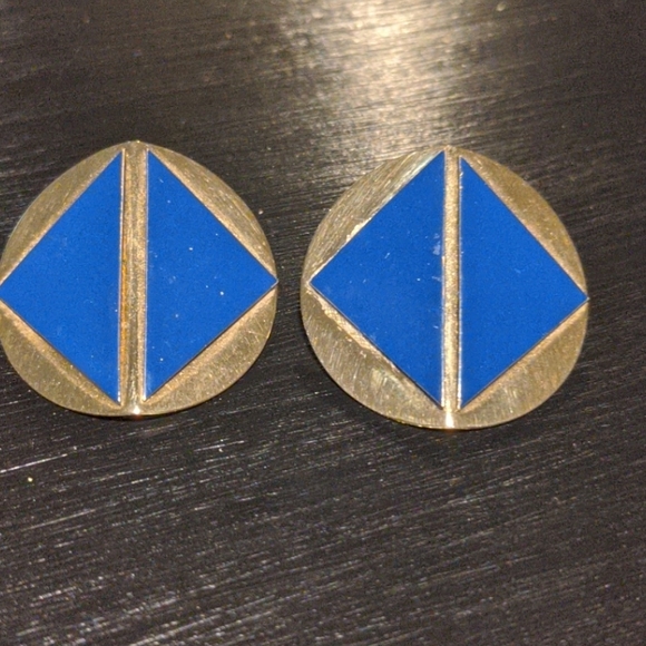 Vintage style blue and gold coloured earrings